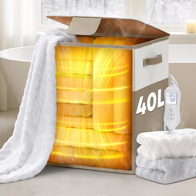 towel warmer, 40l large towel warmer for bathroom, portable towel heater bucket with auto shut off, electric hot towel for spa,blanket,baby,bathrobe,oversized towels
