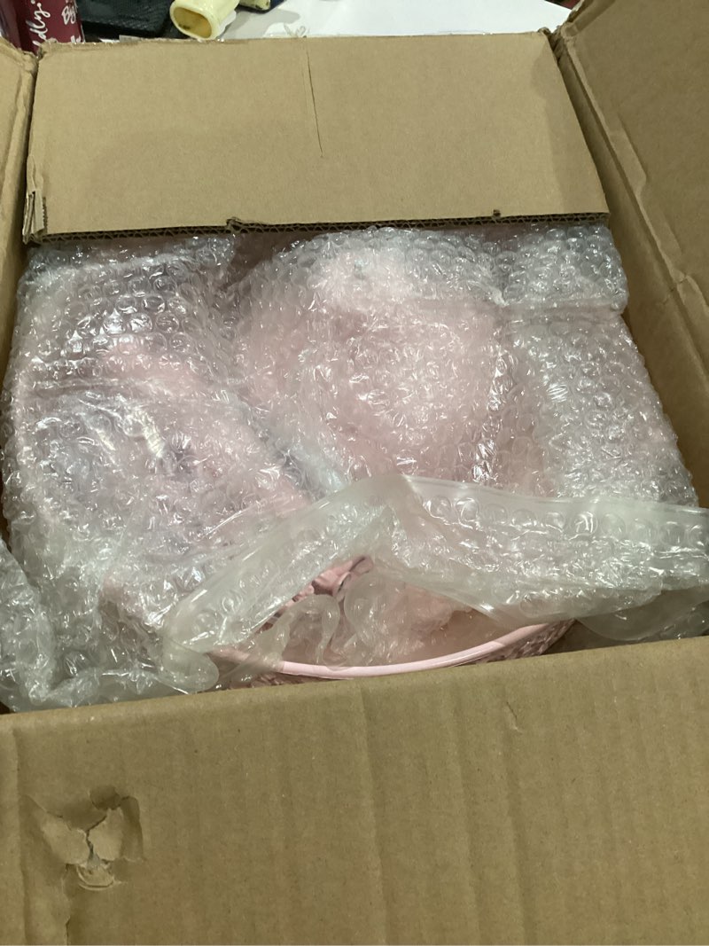 Condition photo showing As Is for Fivenl 8 Pcs Cake Stand Pink Metal Dessert Table Display Set, 3-Tier Cupcake Stand, Cake Display Tower and Cookie Tray Rack Serving Tray for Birthday Party, Weddings, Baby Shower (Pink)