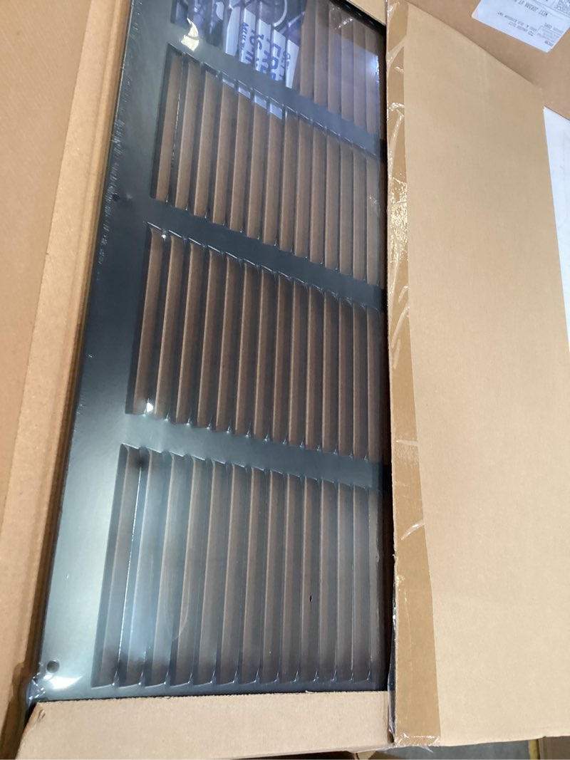 Condition photo showing Good Condition for hvac premium 20'' x 14'' [duct opening] flat stamped steel return air grille - sidewall and ceiling - hvac vent duct cover - black [outer dimensions: 21.75''w x 15.75''h] 20 x 14 black