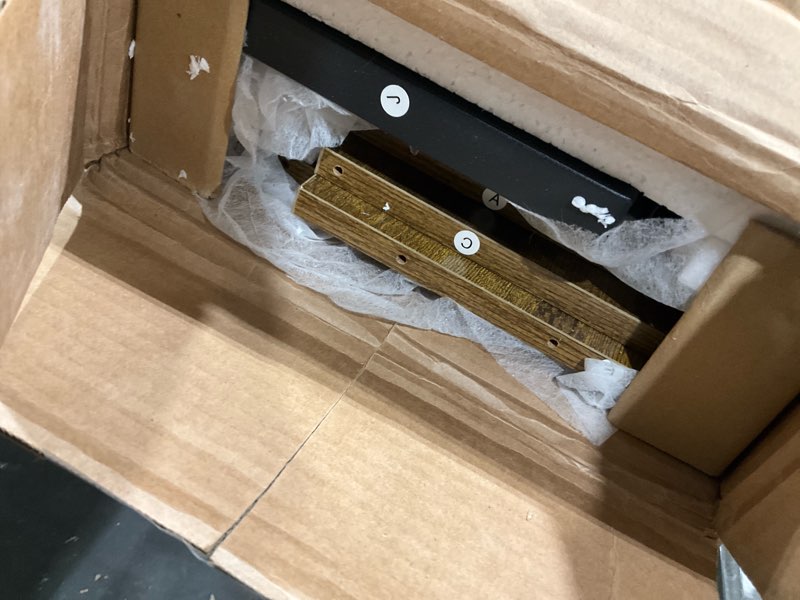 Condition photo showing As Is for Aheaplus Headboard for Twin Size Bed with Storage, Headboards with LED Light, Power Outlets, USB Ports Twin Size Head Board, Wood headboard Only Sturdy and Stable Headboards, Rustic Brown Rustic Brown Twin