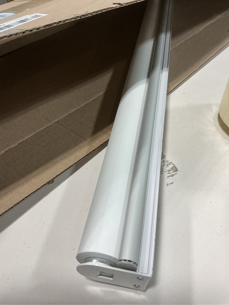 Condition photo showing As Is for chrisdowa cordless free-stop 100% blackout blinds for windows, roller windows shades with thermal insulated, uv protection fabric for living room, office and home. easy to install.white,34" w x 72" h 34"w x 72"h white