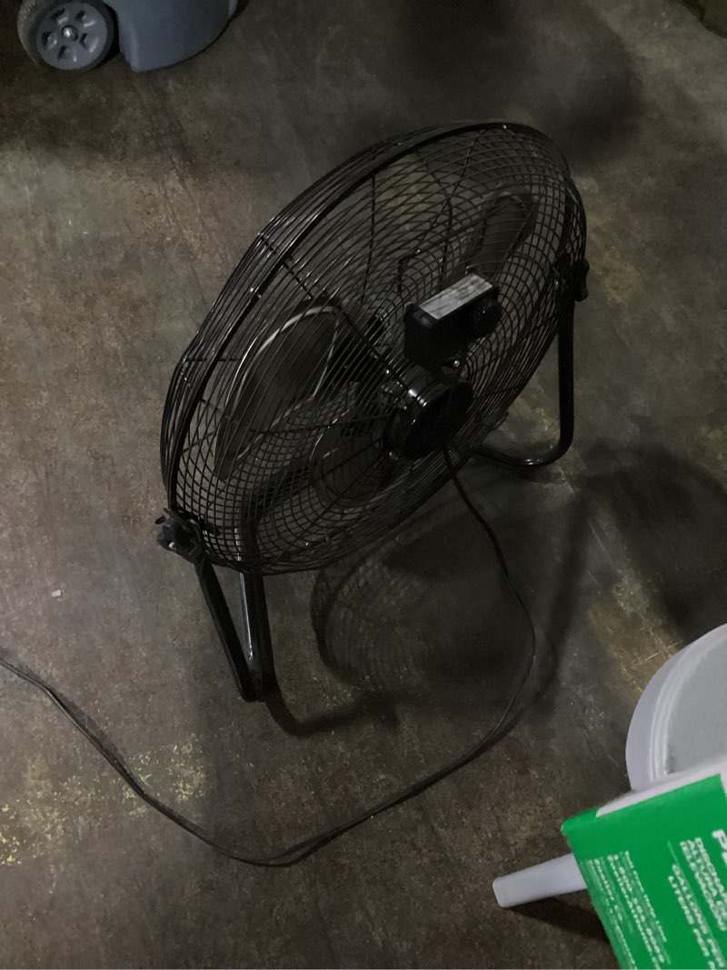 Condition photo showing Good Condition for simple deluxe comfort zone - crib floor fan, 12-inch high speed ??3-speed ??fan, 230-degree adjustable tilt, all metal, carry handle, rubber feet, ideal for home, bedroom and office, black