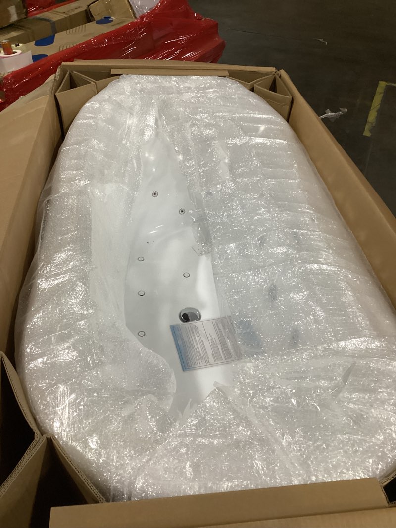 Condition photo showing Good Condition for WOODBRIDGE 72" x 35-3/8" Whirlpool Water Jetted and Air Bubble Freestanding Heated Soaking Combination Bathtub with LED control panel, BJ400 Chrome Drain