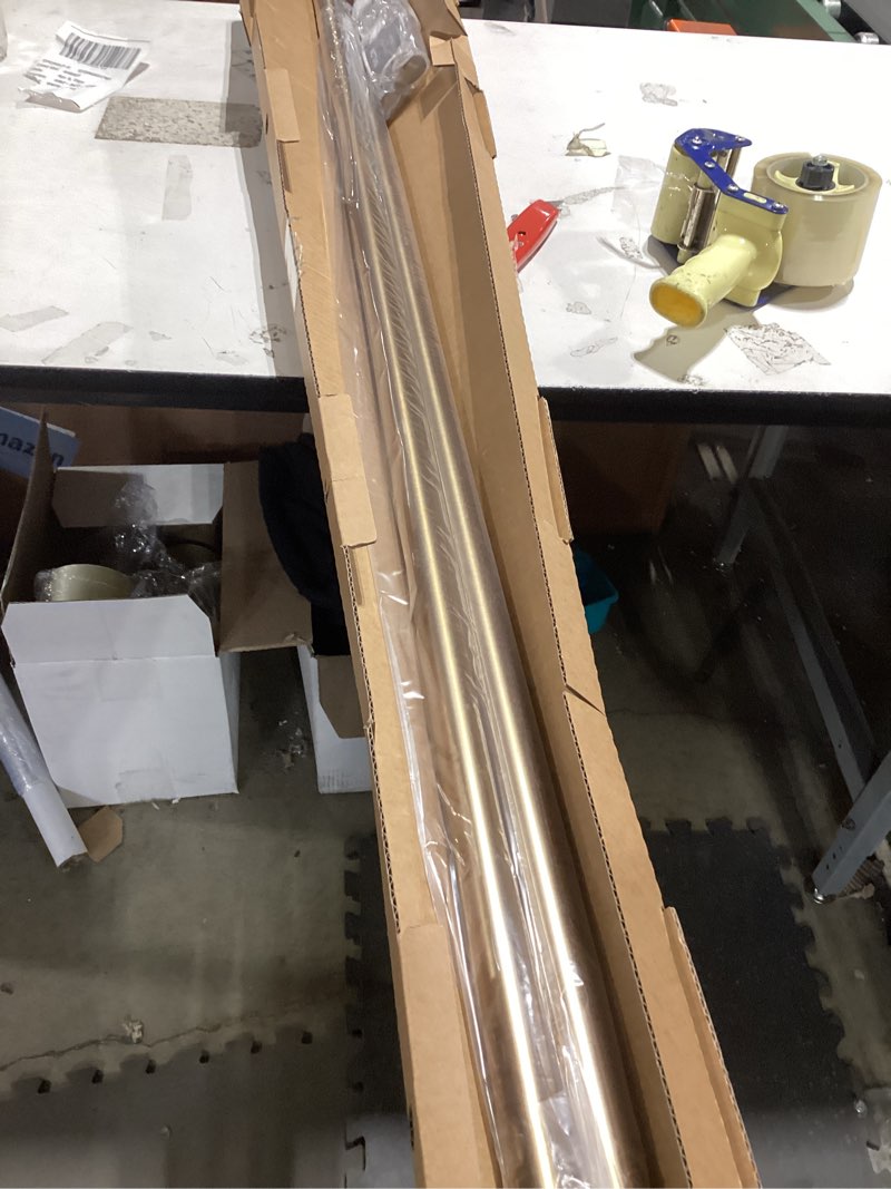 Condition photo showing Good Condition for ivilon drapery window curtain rod - end cap style design 1 inch pole. 72 to 144 inch color warm gold