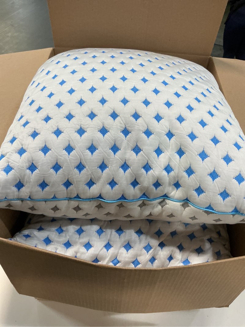 Condition photo showing As Is for Memory Foam Pillows 2 Pack – Adjustable Loft Cooling Pillows King Size Set of 2 for Sleeping, Firm, Supportive, and Breathable Design for Hot, Side, Back, and Stomach Sleepers King (U.S. Standard) 2