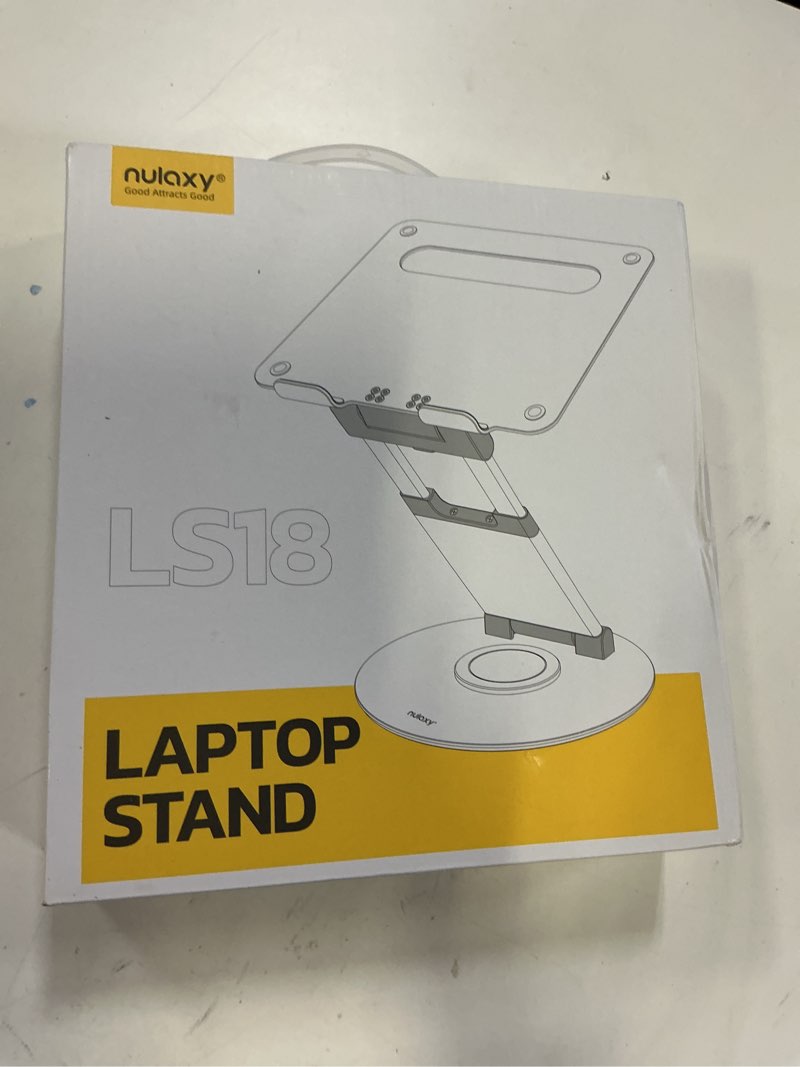 Condition photo showing New/Like New for Nulaxy Telescopic 360 Rotating Laptop Stand for Desk Adjustable Height Swivel Pull Out Design Ergonomic Laptop Riser Standing Desk Converter Fits All 10-17" Laptops Computer MacBook, Gray A-Gray