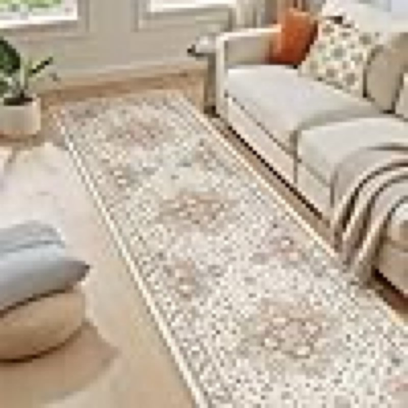 vintage hallway runner rug 2x10: large soft washable entryway for kitchen laundry room non-slip backing runner for entrance living room bedroom bathroom - orange