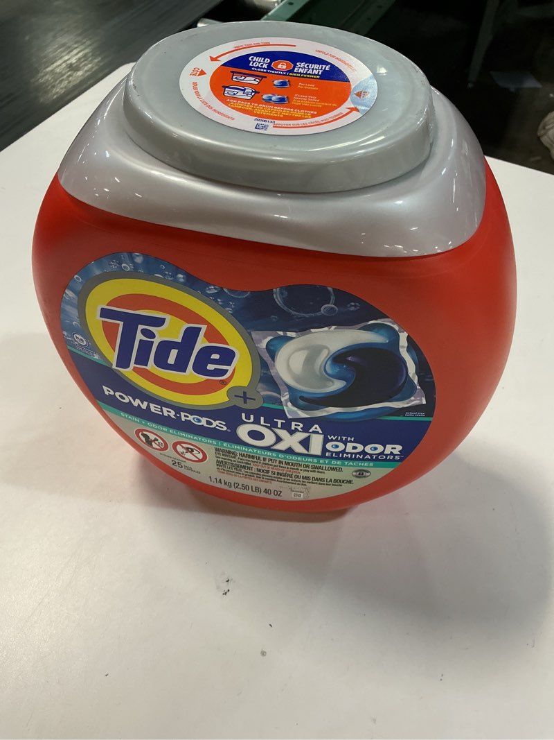 Condition photo showing New/Like New for Tide Odor Defense + Oxi Laundry Detergent Pacs, Original Scent, 25 Count, Advanced Odor + Stain Fighter, laudry soap washing detergent pacs Original 25 Count (Pack of 1)