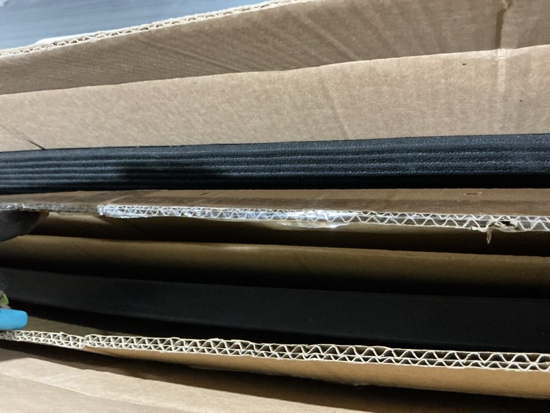Condition photo showing Good Condition for 1" rise threshold ramps for doorways, 2000 lbs load capacity, 35.5" wide natural rubber power wheelchair ramp is adjustable and cuttable for doorways, curb, sweeper, power scooters, bathroom