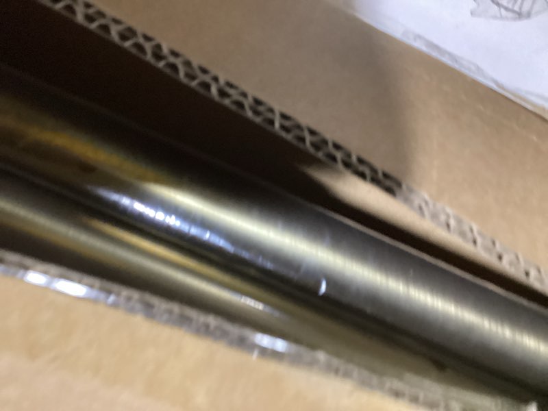 Condition photo showing Good Condition for Warm Gold Corner Window Curtain Rods with Aluminum End Cap Finials and Brackets,1 Inch Diameter Bay Window Curtain Rods,2 Sided 36-72 Inch Adjustable Drapery Rod 36-72"&36-72"(2 Sided) Warm Gold