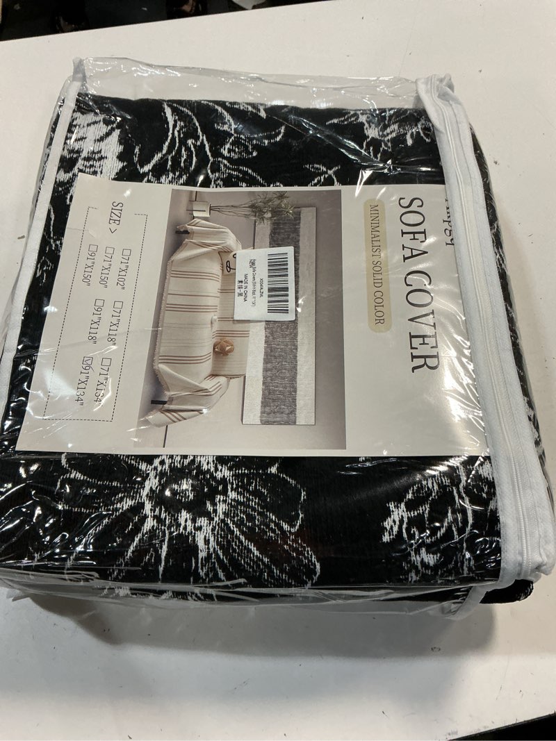 Condition photo showing New/Like New for boho anti-slip couch cover soft pet-friendly sofa cover for dog chenille couch cover multi-use furniture protector cover washable (smhy-black, 91"*134") smhy-black 91"*134"