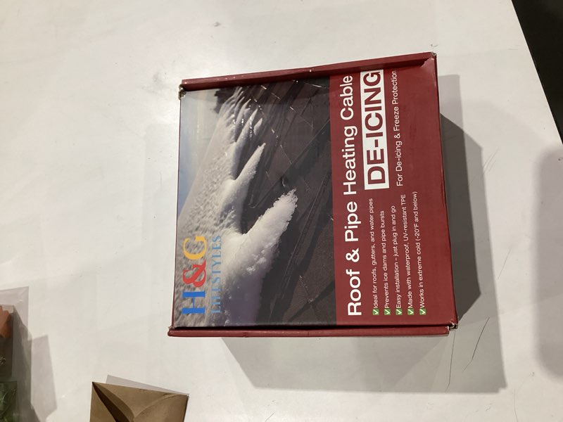 Condition photo showing New/Like New for H&G lifestyles 8W/FT Roof Heat Cable for Roof and Gutters, Self-Regulating Heaters to Prevent Ice Dams,Heavy Duty Heat Tapes for Snow De-Icing, 8Watts per Foot Patented Heating Technology 80FT 80-feet
