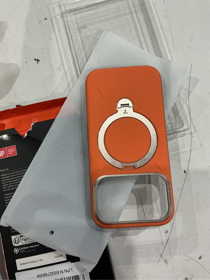 Condition photo showing Good Condition for torras organic leather for iphone 17 pro case with stand, fit for magsafe, 360 spin kickstand with camera control, premium leather durable stylish q3 vegskin for iphone 17 pro phone case, burnt orange burnt orange for iphone 17 pro 6.3''