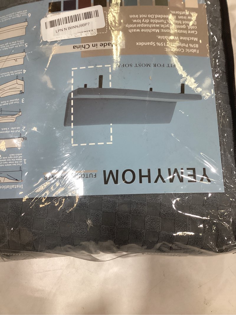 Condition photo showing New/Like New for YEMYHOM Futon Cover Latest Jacquard Design High Stretch Armless Sofa Bed Slipcover Anti-Slip Furniture Protector with Elastic Bottom (Futon, Light Gray)