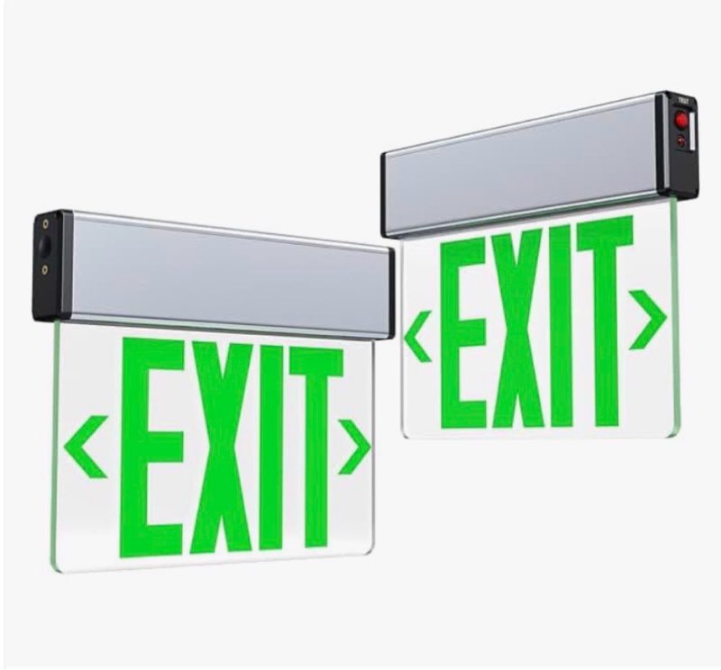 tanlux red exit signs for business, led edge lit exit sign, ul 924, hardwired emergency exit lights 