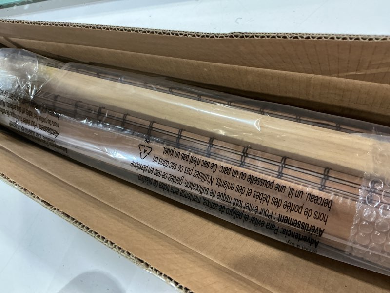 Condition photo showing New/Like New for LazBlinds No Tools No Drill Cordless Bamboo Roman Shades, Light Filtering Window Treatment, Roll Up Bamboo Blinds for Windows 23'' W x 64'' H, Brown Light Filtering-brown206 23" W x 64" H