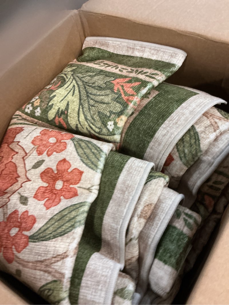 Condition photo showing As Is for bavni 8x10 area rugs for living room, microfiber machine washable non-slip vintage floral rug, low pile lightweight carpet for bedroom, dining room, home office, sage green & burnt orange 8x10 sage green & burnt orange