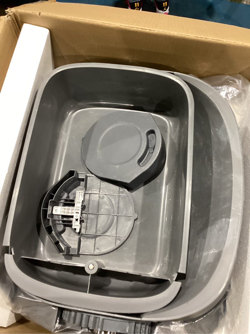 Condition photo showing As Is for automatic cat litter box,self cleaning litter box for multiple cats with open top design,app control, safety protection,ultra-quiet,easy setup,light gray
