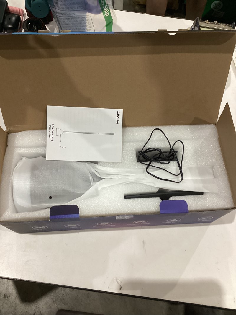 Condition photo showing Good Condition for RGB Floor Lamp, Smart LED Corner Lamp for Living Room Bedroom, 16 Million DIY Colors Standing Lamp with Music Sync App & Remote Control, Cool Modern Mood Light Ambient Lighting, Black