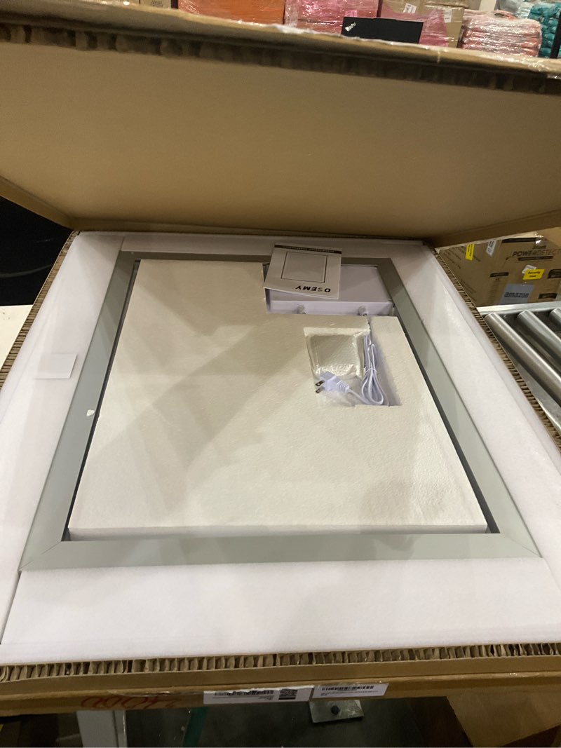 Condition photo showing New/Like New for 28" x 36" LED Bathroom Mirror with Lights Black Framed LED Mirror for Bathroom Lighted Bathroom Mirror Backlit and Front Black Aluminum Frame Anti-Fog Dimmable Vanity Smart Memory Black 28"L x 36"W