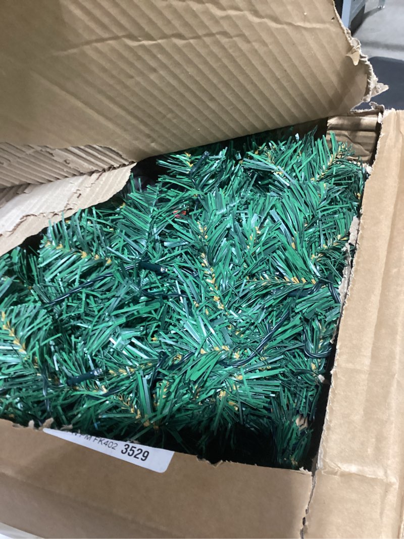 Condition photo showing As Is for VINGLI Pre-lit Artificial Christmas Wreath for Front Door, Windows, Green Christmas Wreath Decorations with Forested Branches, Xmas Wreath w/Bow, Pine Cones, Ornaments, Remote Control, Timer, 36 Inch 36 Inch Green