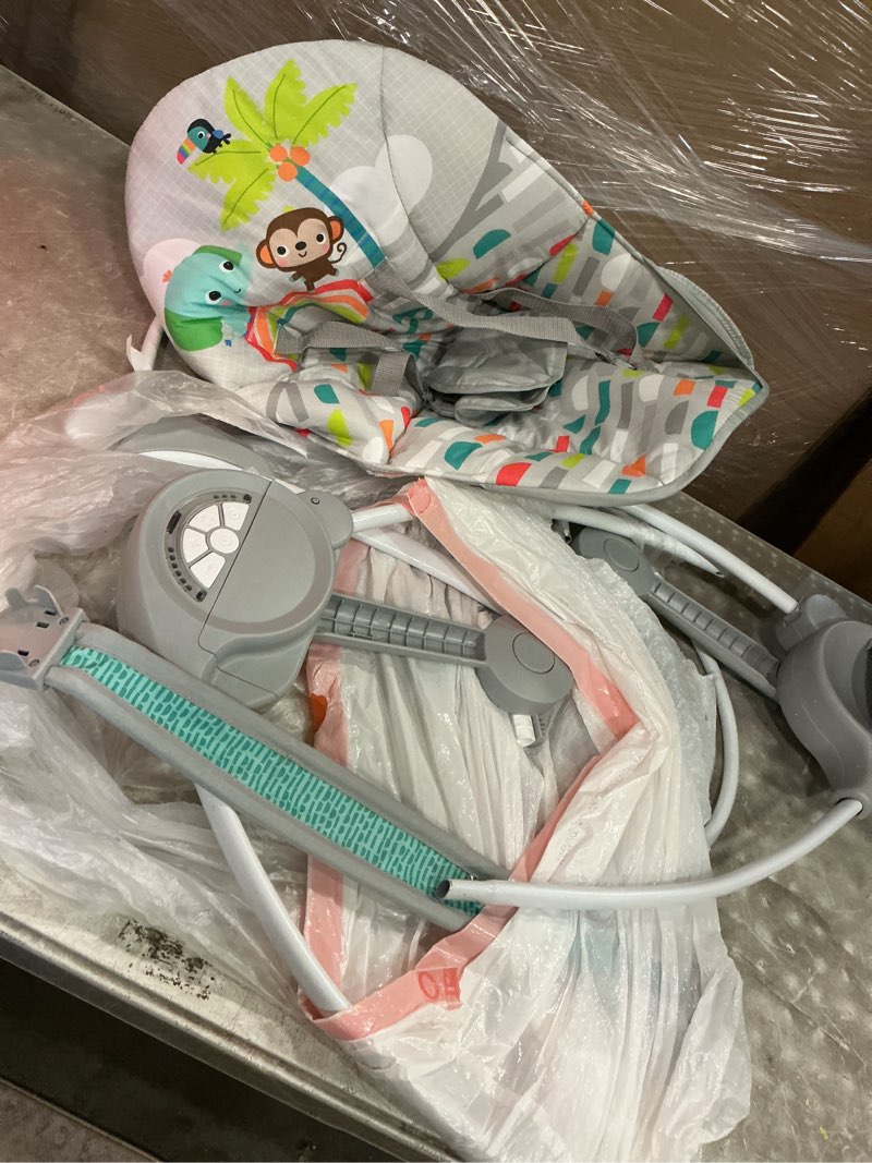 Condition photo showing As Is for bright starts playful paradise portable compact automatic baby swing with music, unisex, newborn +
