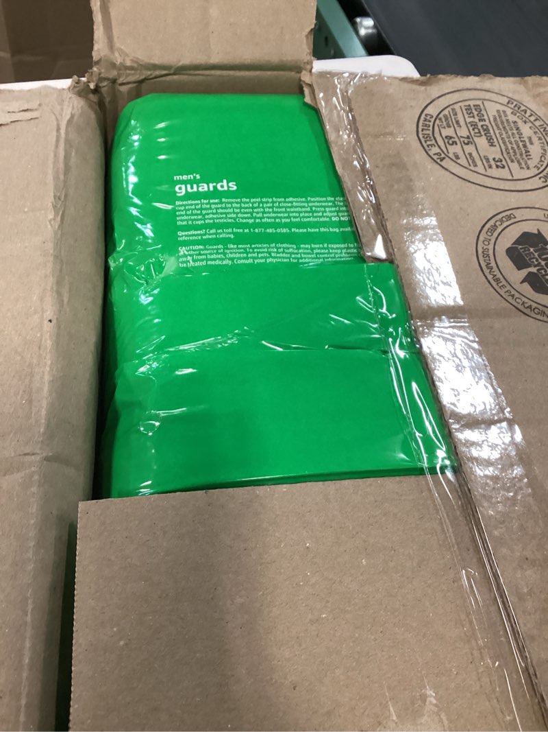 Condition photo showing New/Like New for amazon basics men's incontinence guards, maximum absorbency, moisture-wicking with odor protection, one size fits most, 104 count (2 packs of 52)