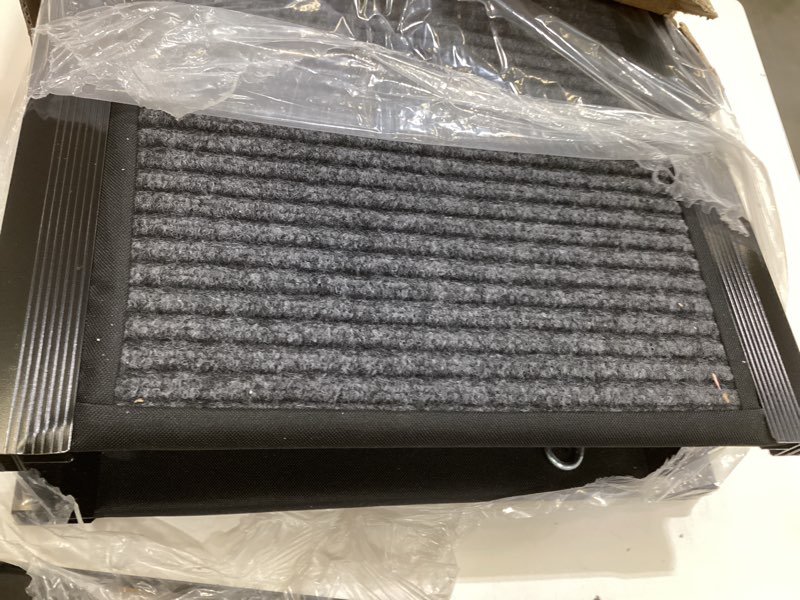 Condition photo showing As Is for fahkns dog ramp for car, 71" x 17" extra long wide folding pet ramp, non-slip rug surface, aluminum, black, up to 300 lbs upgraded 71" l x 17.3" w