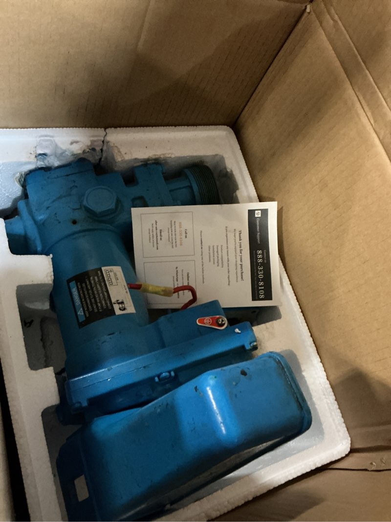 Condition photo showing As Is for yellow fuel transfer pump 12 volt 20 gpm diesel gas gasoline kerosene heavy dutyyellow