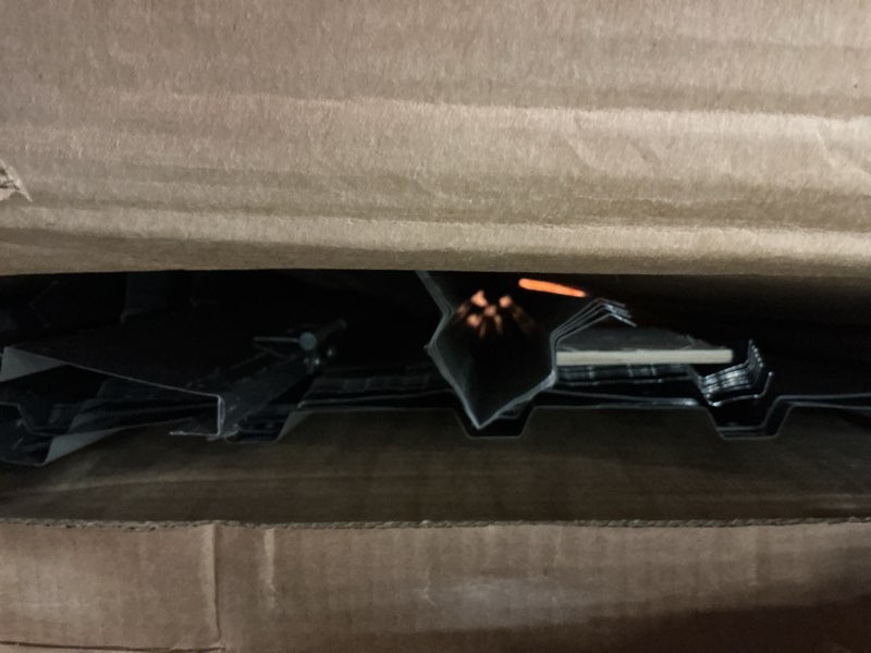 Condition photo showing As Is for Shintenchi 6x4 FT Outdoor Storage Shed with Window, Outdoor Waterproof Storage Shed Metal Garden Shed with Lockable Single Door, Weather Resistant Tool Storage House Shed for Garden,Backyard,Gray Steel Gray 6' x 4'