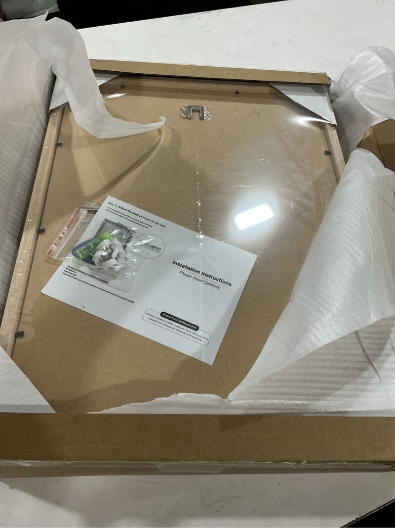 Condition photo showing Good Condition for yaetm 12x16 picture frame with mat for 8.5x11 set of 4, natural solid oak wood 12x16 frame for gallery wall and poster, wall mounted (4 pack, oak) 12"x16", 4 pack oak