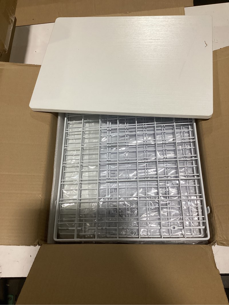 Condition photo showing New/Like New for 4-Tier Stackable Closet Organizers and Storage Shelves, Closet Storage Basket with Wood Tops, Adjustable Height Dividers Closet Storage Bins for Home Closet Organizer System, White