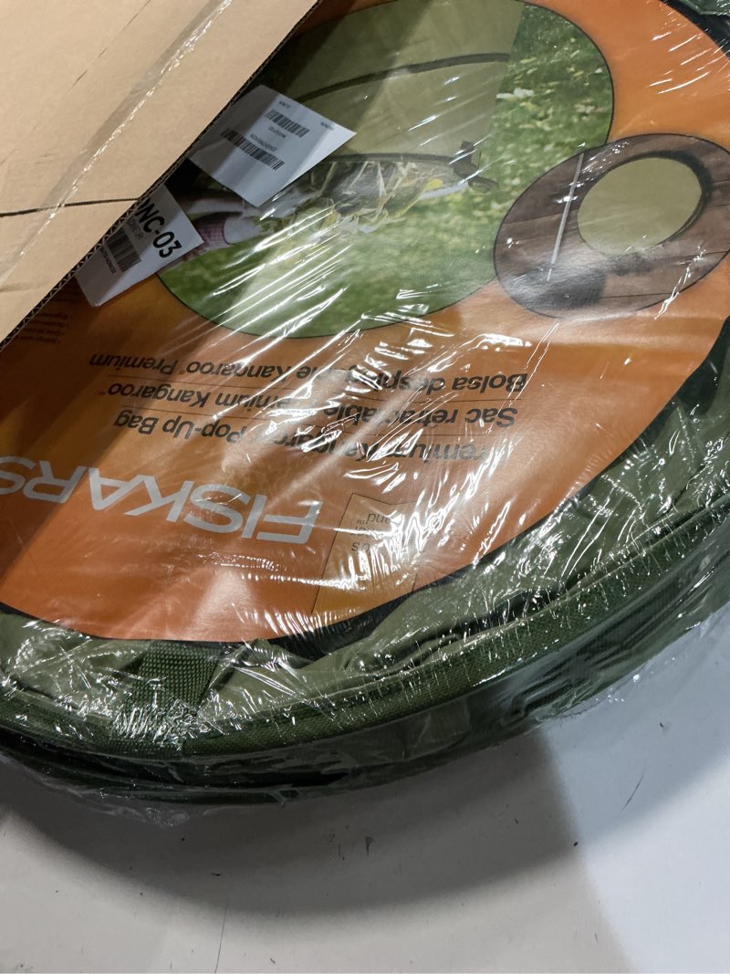 Condition photo showing New/Like New for fiskars kangaroo collapsible spring up garden bag for yard waste, grass, branches & weeds, tear & mildew resistant vinyl-coated polyester, folds flat to 3 inches for space-saving storage, 30 gallon 1 count (pack of 1)