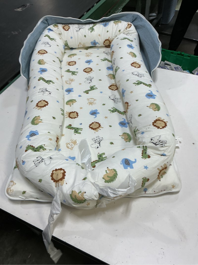 Condition photo showing Good Condition for baby lounger for newborn, huggynest portable infant lounger for 0-12 months newborn, home travel dual-purpose baby nest (animal world blue)