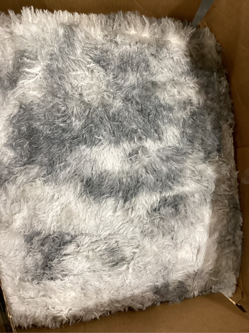 Condition photo showing As Is for 6x9 ft large shag rugs for living room decor, tie-dyed ultra soft fluffy furry area rugs for bedroom indoor floor, aesthetic carpet for kids home (grey) a-tie-dyed light grey 6' x 9' (rectangular)