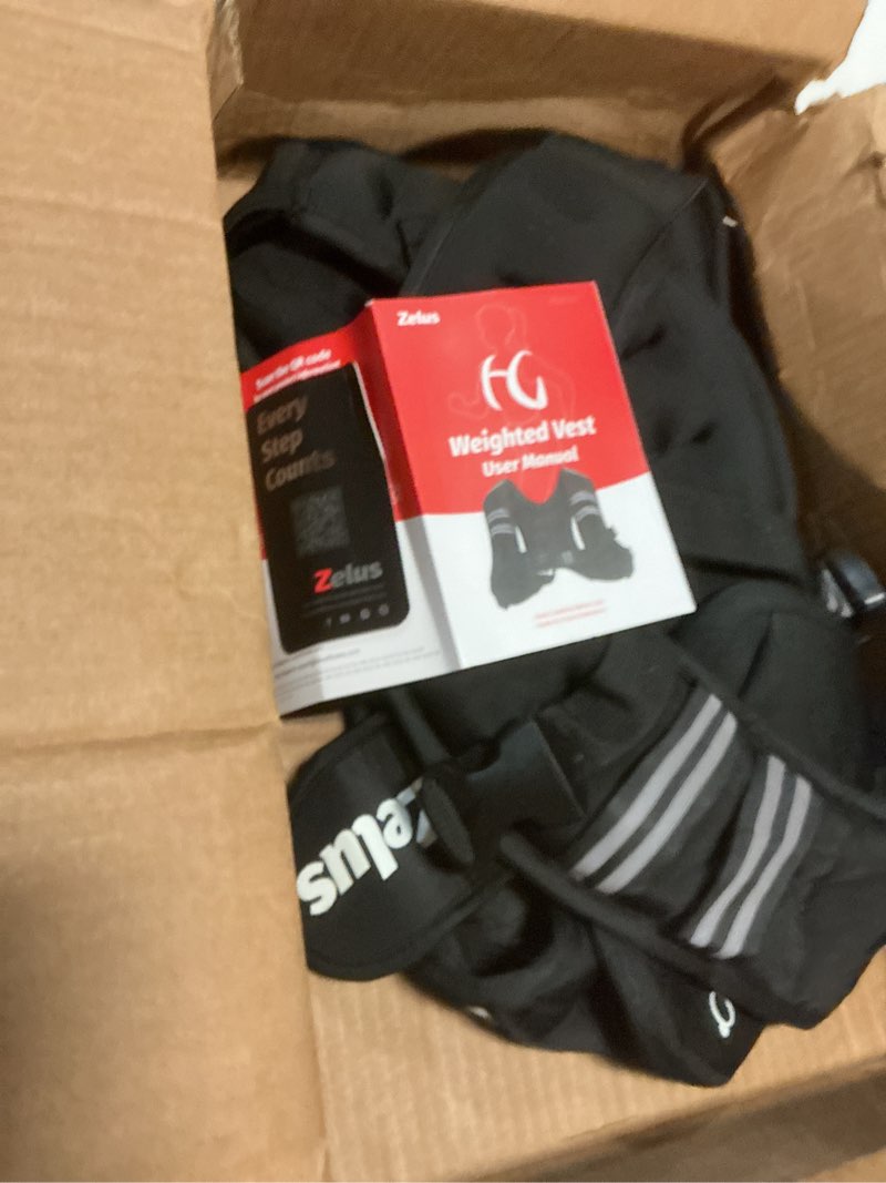 Condition photo showing New/Like New for zelus weighted vest, 6lb/8lb/12lb/16lb/20lb/25lb/30lb weight vest with reflective stripe for workout, strength training, running, fitness, muscle building, weight loss, weightlifting