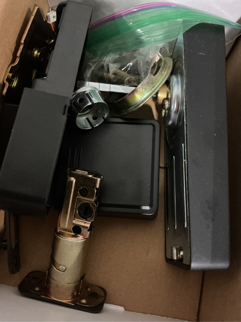 Condition photo showing As Is for reliabilt rollins matte black keypad electronic deadbolt lock