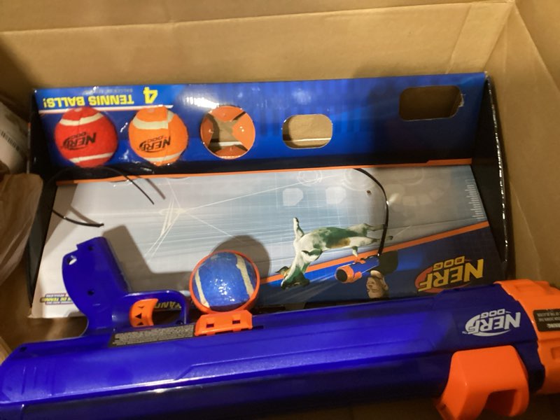 Condition photo showing As Is for Nerf Dog Tennis Ball Blaster Dog Toy 20 Inch Large Blaster with 4 Balls Dog