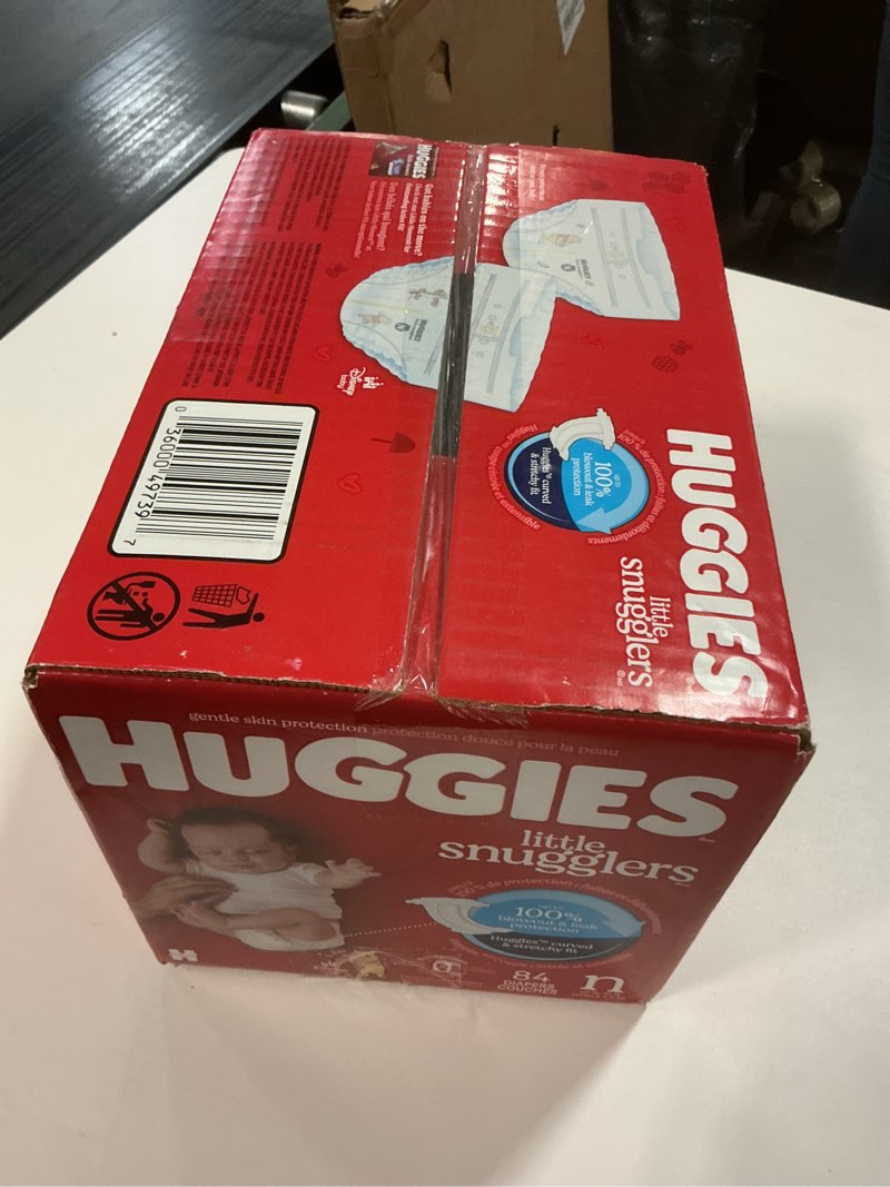 Condition photo showing New/Like New for Huggies Size Newborn Diapers, Little Snugglers Baby Diapers, Size Newborn (up to 10 lbs), 84 Count, Packaging May Vary Newborn 84