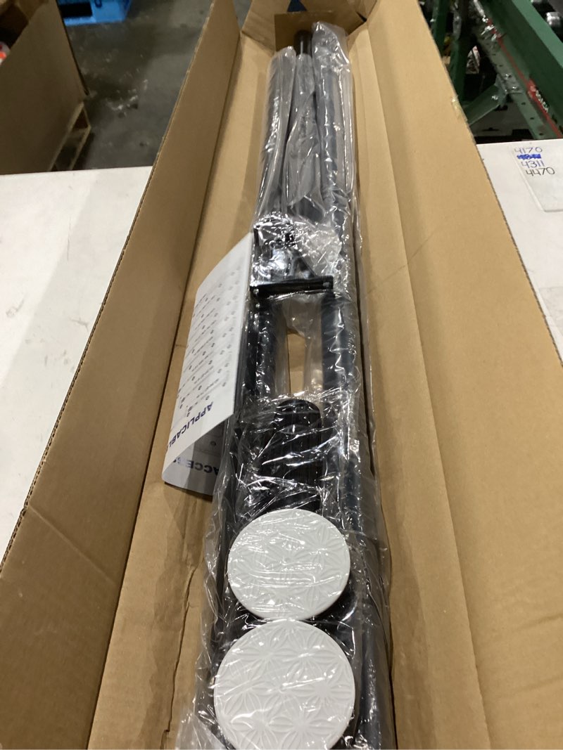 Condition photo showing New/Like New for black tension curtain rod 41-126 in,outdoor curtain rod | no drilling for window,heavy duty shower rod,rod diameter 1.26in-one-bond stretching 41-126 inch black