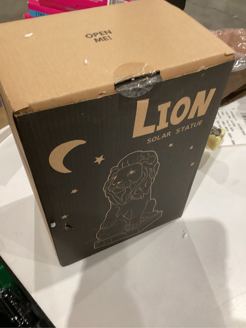 Condition photo showing New/Like New for Nacome Guardian Lion Garden Statue: Outdoor Decor Sculpture with Ball Lights for Yard Art Porch Patio - Unique Birthday Gifts for Women Mom(9.45in) Gray