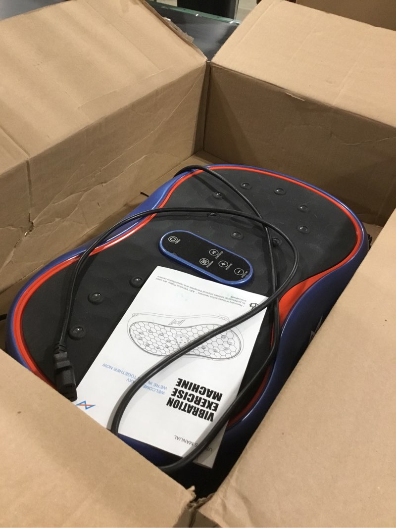 Condition photo showing As Is for AXV Vibration Plate Fitness Platform Exercise Machine Vibrating Shaking Full Body Shaker Workout Vibrate Stand Shake Board Sport Gym for Weight Loss Fat Burner for Women Men ROUND-BLUE