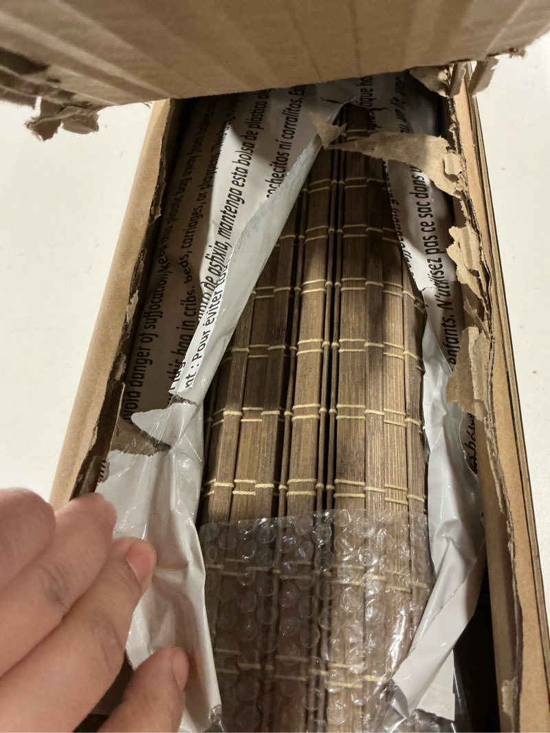 Condition photo showing Good Condition for Cordless Bamboo Roman Shades for Windows, Blinds Size (31.5" W ×64" H) Colour (BDP-Driftwood) Bdp-driftwood 31.5" W ×64" H