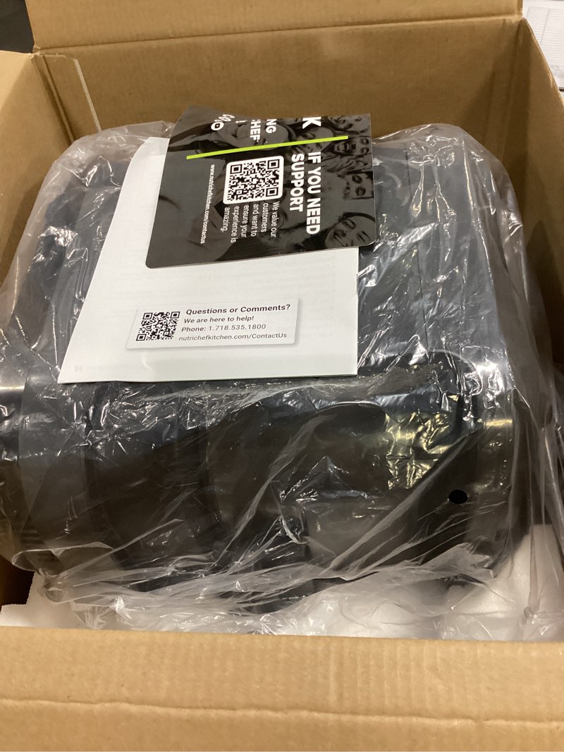 Condition photo showing New/Like New for Nutrichef 5.8 Quart Air Fryer | 8-1 Preset Cook Modes | Transparent Fry Bowl for Best Cooking Results | Cook Shrimp, Steak, Fries, Wings, Chicken & More | Precise Temperature Control & Time | Grey