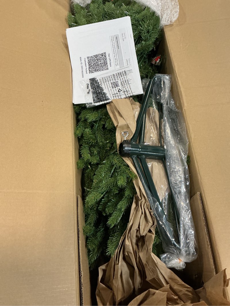 Condition photo showing Good Condition for National Tree Company 6.5 ft Pre-Lit Jersey Fraser Fir Medium Artificial Christmas Tree, 900 LED Lights, 1,720 Tips, Foot Pedal, 10 Light Functions, Includes Stand, Green