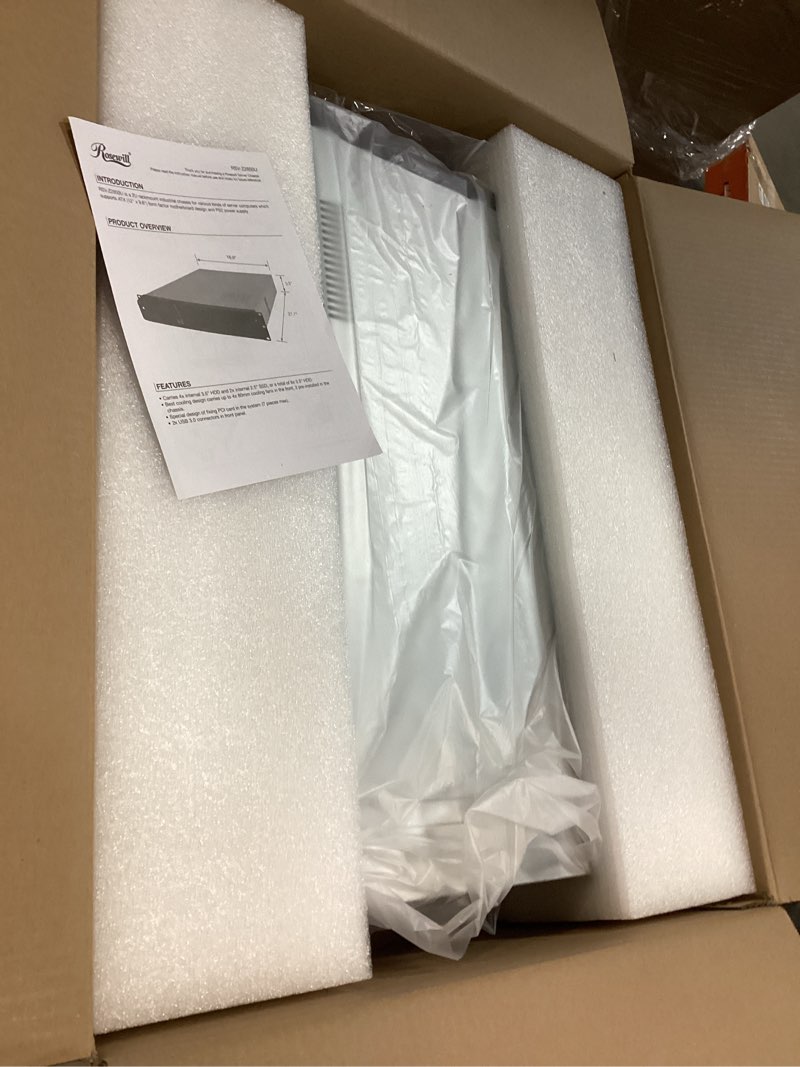 Condition photo showing Good Condition for Rosewill 2U Server Chassis Rackmount Case, 4X 3.5 Bays, 2X 2.5 Devices, ATX Compatible, Up to 4X 80mm Fans, 2X USB 3.0, Silver/Black - RSV-Z2850U 6 Bays & 21.7"D
