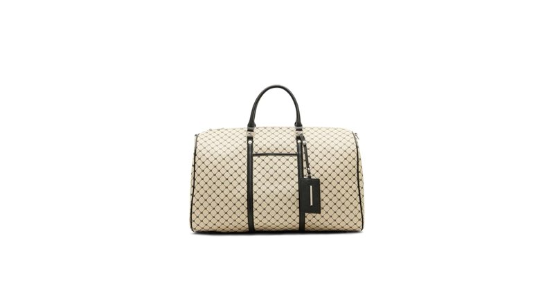 Steve Madden Women's Bspeedy Large Logo Weekender with Luggage Tag Large Cream/Cognac
