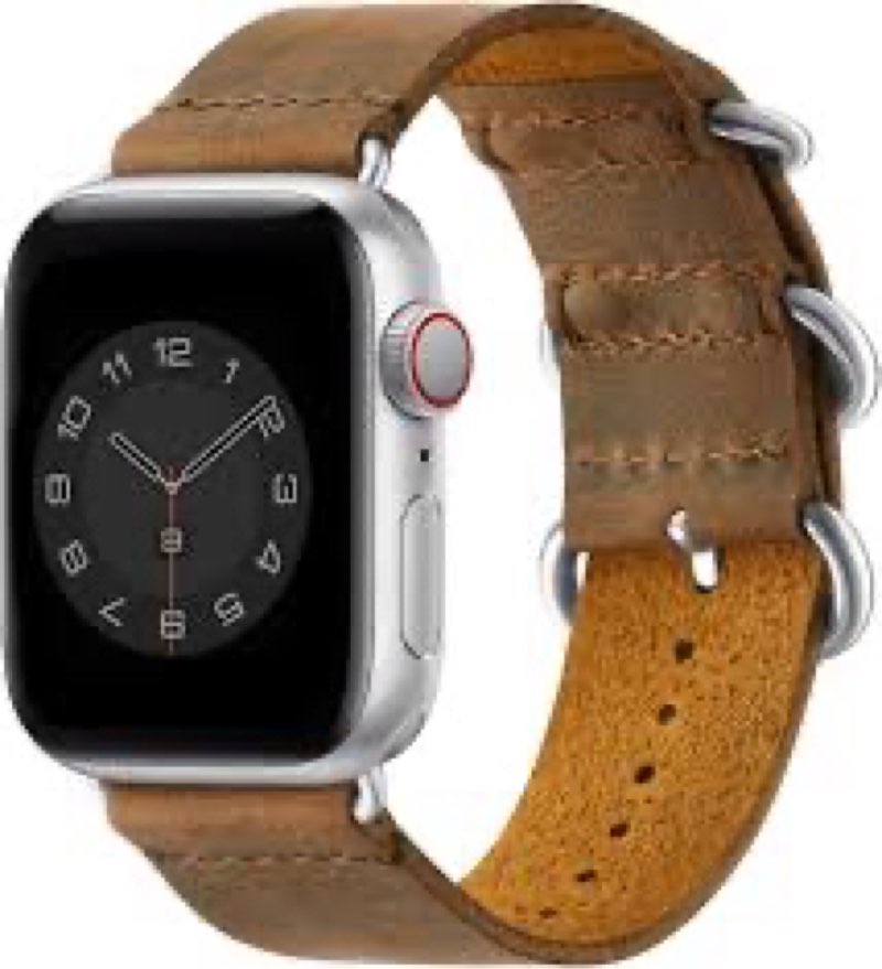 Vintage Leather Bands Compatible with Apple Watch Band 38mm 40mm 42mm 44mm,Genuine Leather Retro Str