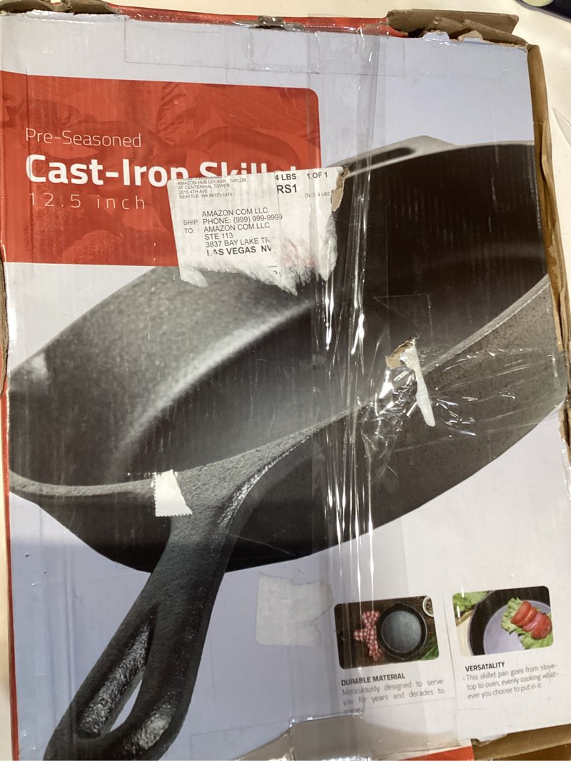 Condition photo showing Good Condition for utopia kitchen premium cast iron skillets 12 inch, chef's pan, pre-seasoned frying pan, stovetop, oven, campfire and grill large skillet, even heat distribution multipurpose cast iron pan - black visit the utopia kitchen store