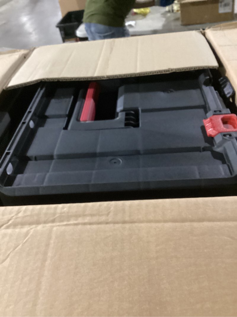 Condition photo showing Good Condition for keter stack-n-roll 2.0 modular tools organizer for garage storage and diy, 3 piece resin rolling tool box system for small parts, black 4pc system